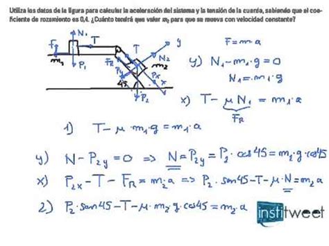 Ejercicio resuelto dinámica cálculo tensión de la cuerda YouTube