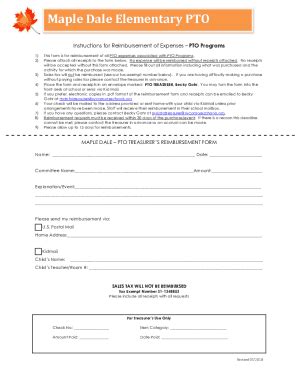 Fillable Online Mda Pto Form For Reimbursement Of Expenses