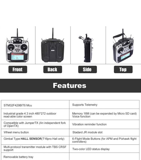 Jumper T16 Pro Hall Radio Transmitter Hall Gimbal 2 4G 16CH Open Source