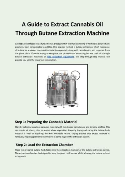 A Guide To Extract Cannabis Oil Through Butane Extraction Machine