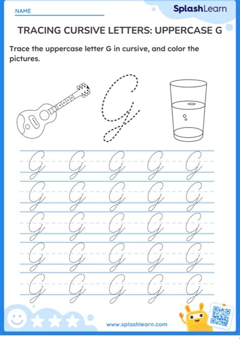 Tracing Cursive Letters: Uppercase G - Worksheet