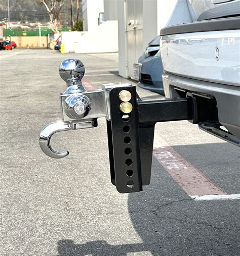 6 Drop Raise Adjustable Tri Ball Trailer Hitch W Hook 2 Solid Shank