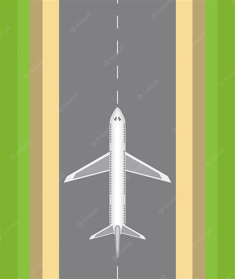 Premium Vector | Airplane on the runway top view