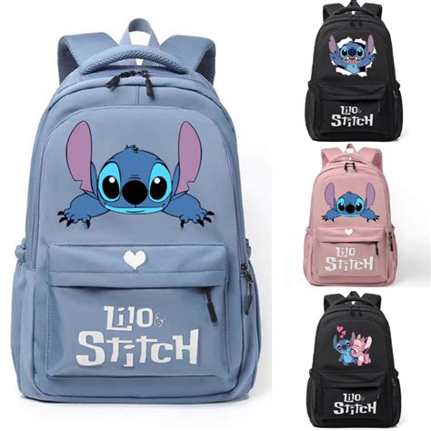 Mochila Escolar Feminina Stitch De Grande Capacidade Para Meninas E