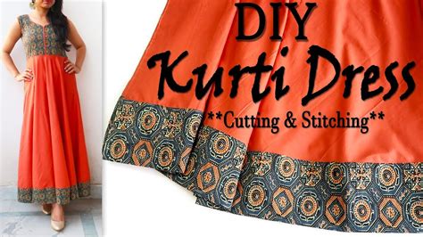 DIY Kurti Dress Cutting Stitching Trendy Maxi Dress For