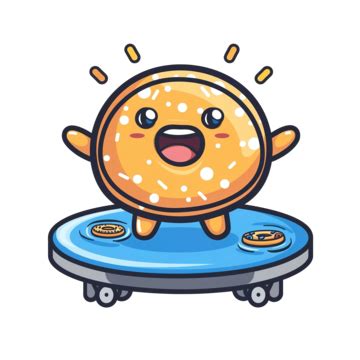 Cute Donut Mascot Playing Trampoline Game Adorable Baked Bakery Png