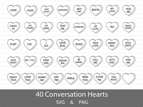 40 Conversation Hearts Svg Bundle Conversation Hearts Svg