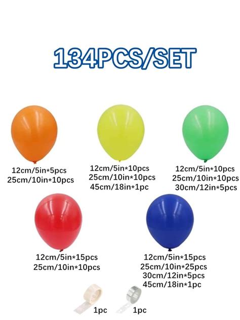 134 Piezas Kit De Guirnalda De Globos Azul Rojo Verde Amarillo Naranja Arco De Globos Para De