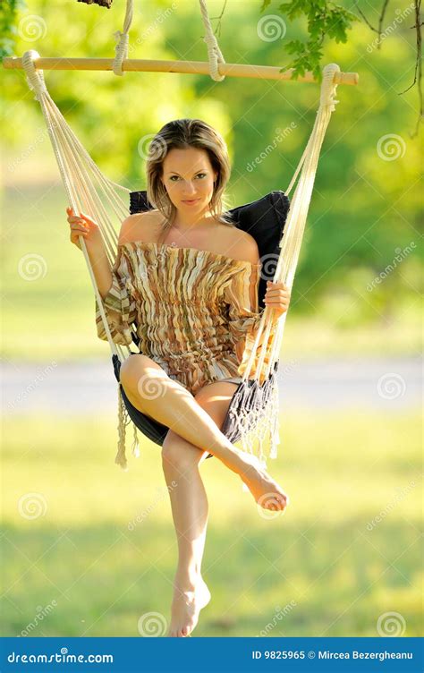 Beautiful Young Woman Swinging Stock Image Image Of Beauty Delicate