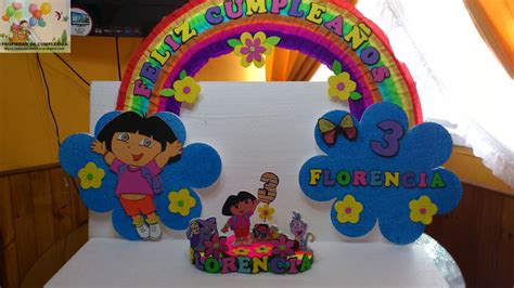 Decoraciones Infantiles Arcoiris Y Centro De Mesa Dora La Exploradora