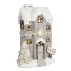 House Of Seasons Kersthuisje 1 Met Verlichting 35 X 25 X 55 Cm Grijs