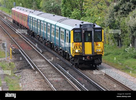 British Rail Blue And Grey Class 455 Emu At Feltham Stock Photo Alamy