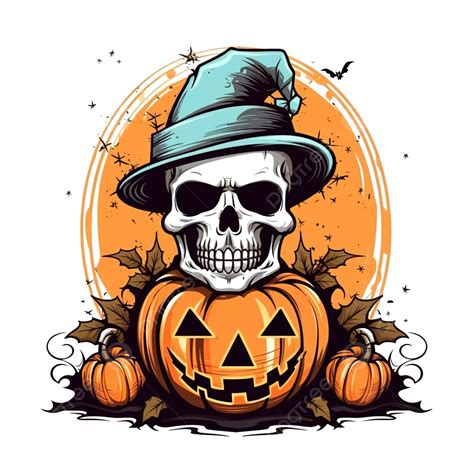 Tarjeta De Feliz Halloween Con Calavera Y Calabaza En El Cementerio Png