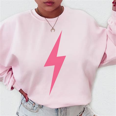 Pink Lightning Bolt Sweatshirt Preppy Sweatshirt Trendy Sweatshirt