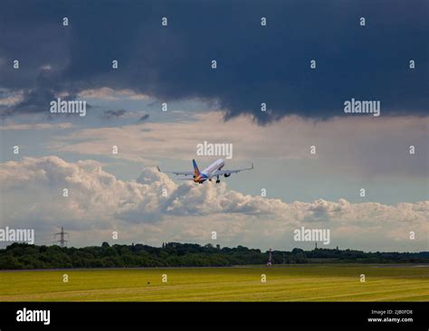 Manchester Airport runway Stock Photo - Alamy