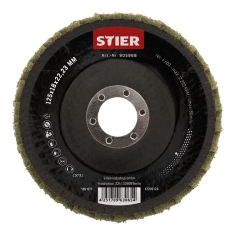 STIER Disques abrasifs à lamelles en nylon 125 x 18 x 2223 mm grain