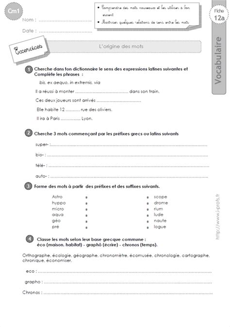 PDF Télécharger evaluation origine des mots cm1 Gratuit PDF PDFprof