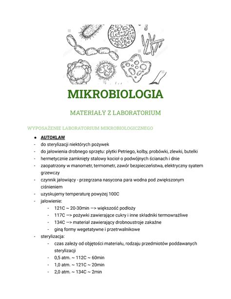 Notatki Mikrobiologia MIKROBIOLOGIA MATERIAŁY Z LABORATORIUM