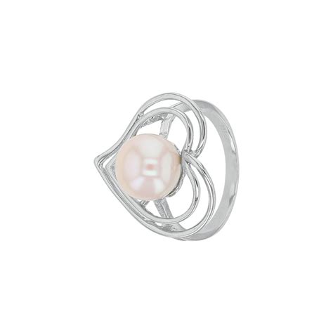 Bague Perle D Eau Douce Coeurs Argent Rhodi France Min Raux