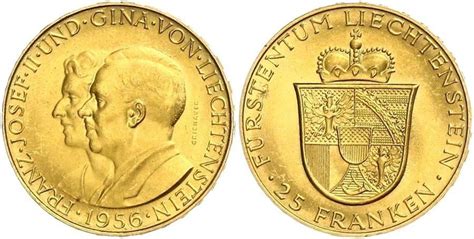 Moneda Franc Liechtenstein Oro Franz Joseph Ii Prince Of