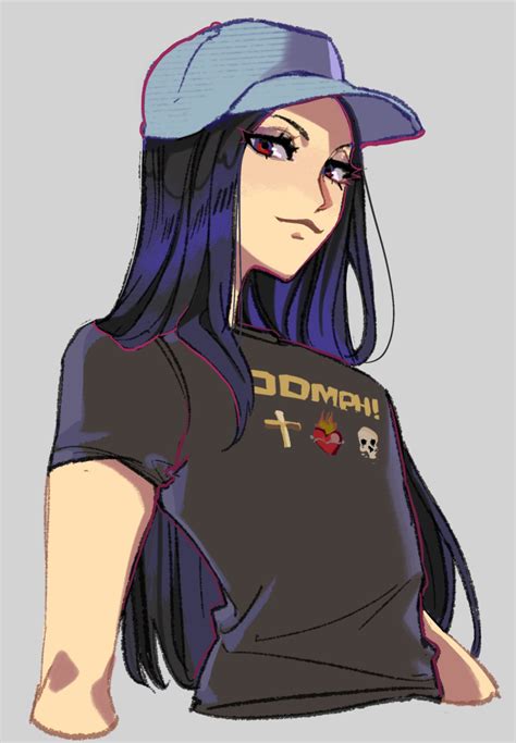 Safebooru 1other Alternate Costume Androgynous Baseball Cap Black Hair Black Shirt Blue