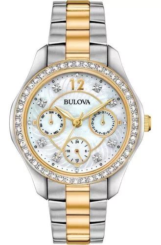 Reloj Bulova Dama 98n114 Cristales Swarovski Pearl Original Color De La