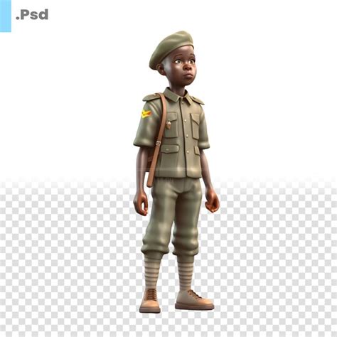 Rendu 3d D un Petit Soldat Afro américain Isolé Sur Fond Blanc Modèle