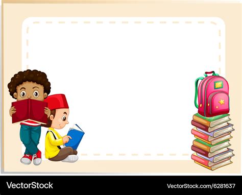 Two Boys Reading Books Royalty Free Vector Image