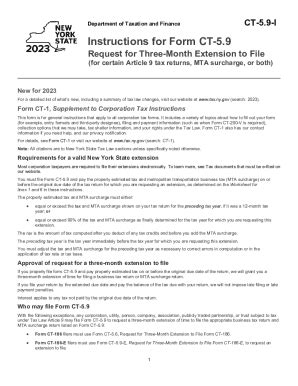 Fillable Online Instructions For Form CT 5 9 Request For Three Month