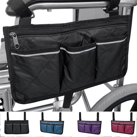 Clearance Tofotl Wheelchair Side Bag With Reflective Strip Arm Rest Pouch And Drink Wheel