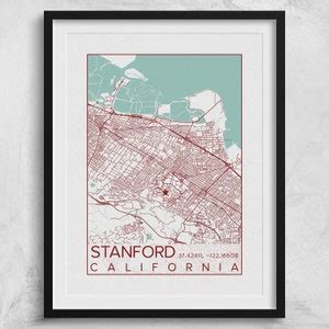 Stanford California Map Stanford University Poster Print City Map CA ...