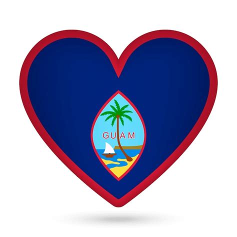 Bandera de guam en forma de corazón ilustración vectorial Vector Premium