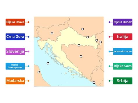 Republika Hrvatska I Susjedne Zemlje Slika S Oznakama