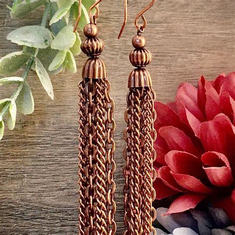 Copper Chain Tassel Etsy