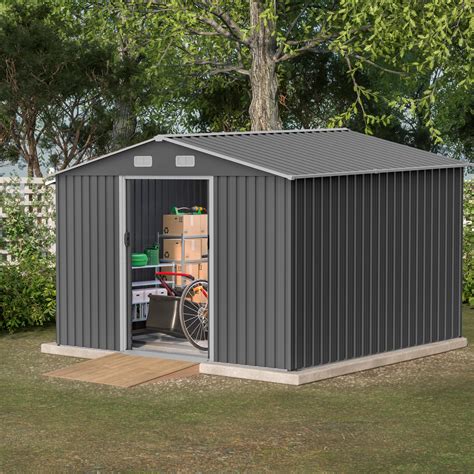 Dhhu X Ft Outdoor Storage Shed Steel Metal Garden Sheds Kit With