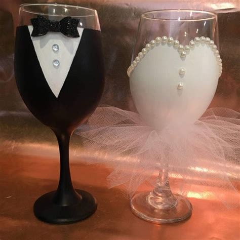 Bride And Groom Wine Bottles Wedding Centerpiece Newlyweds Etsy