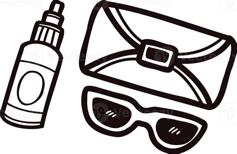 Hand Drawn Cute Sunscreen And Glasses In Doodle Style 24206747 PNG