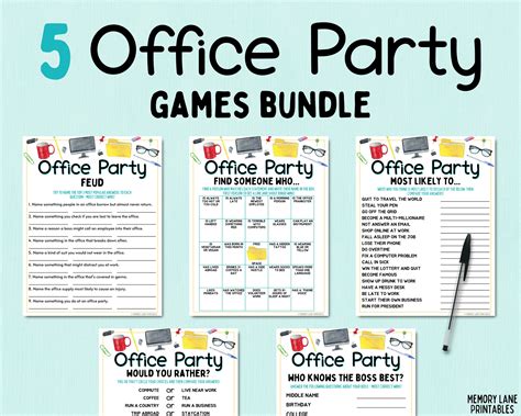 Office Party Games Bundle Work Party Games Fun Printable Games Group Activity Team Building