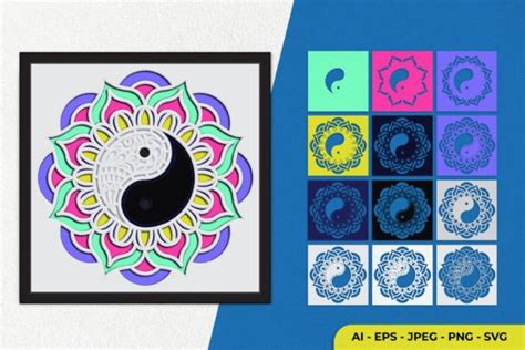 3D Yin Yang Mandala Layered Papercut SVG Graphic By PIN Crafter