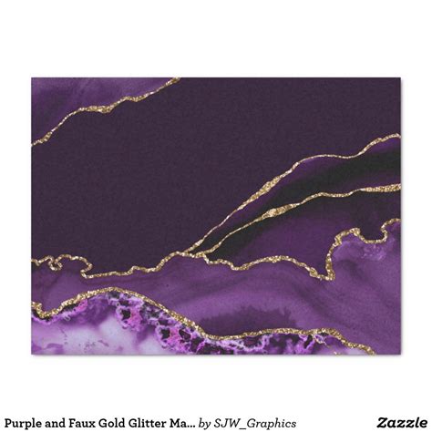 Purple And Faux Gold Glitter Marble Agate Tissue Paper Zazzle