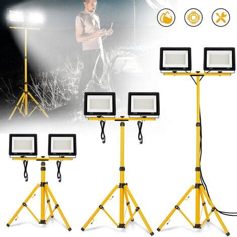 Projecteur Portatif Projecteur Led Blanc Froid X W Avec Tr Pied