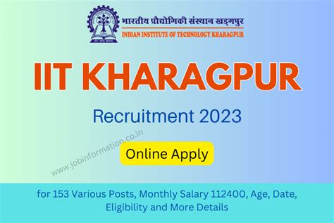 Iit Kharagpur Recruitment 2023 Online Apply For 153 Various Posts