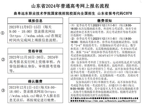 山东省2024年普通高考网上报名流程 曲阜远东职业技术学院