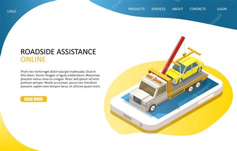 Premium Vector Online Roadside Assistance Landing Page Website Vector Template