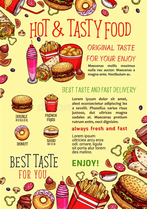 Vector Fastfood Poster For Fast Food Restaurant Stock Vector