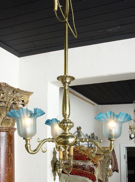 Victorian Chandelier with original pleated shades - Architectural Heritage