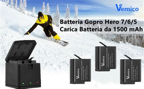 Vemico Hero Batteria Caricabatterie Kit Pack Mah Batterie