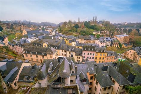 Premium Photo Skyline Of Old Town Luxembourg City From Top View In