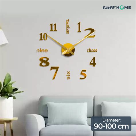 TaffHOME Jam Dinding Besar DIY Giant Wall Clock Quartz 90 100cm DIY