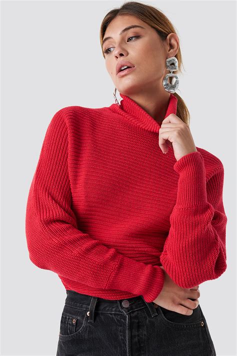 Folded Knitted Sweater Red Na Kd